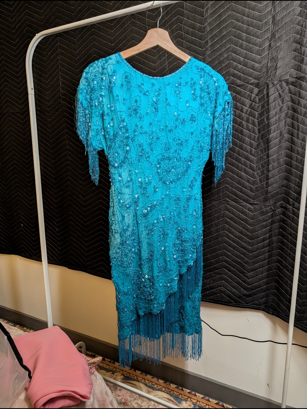 Vintage Turquoise Beaded Fringe Women’s Dress *Damaged*